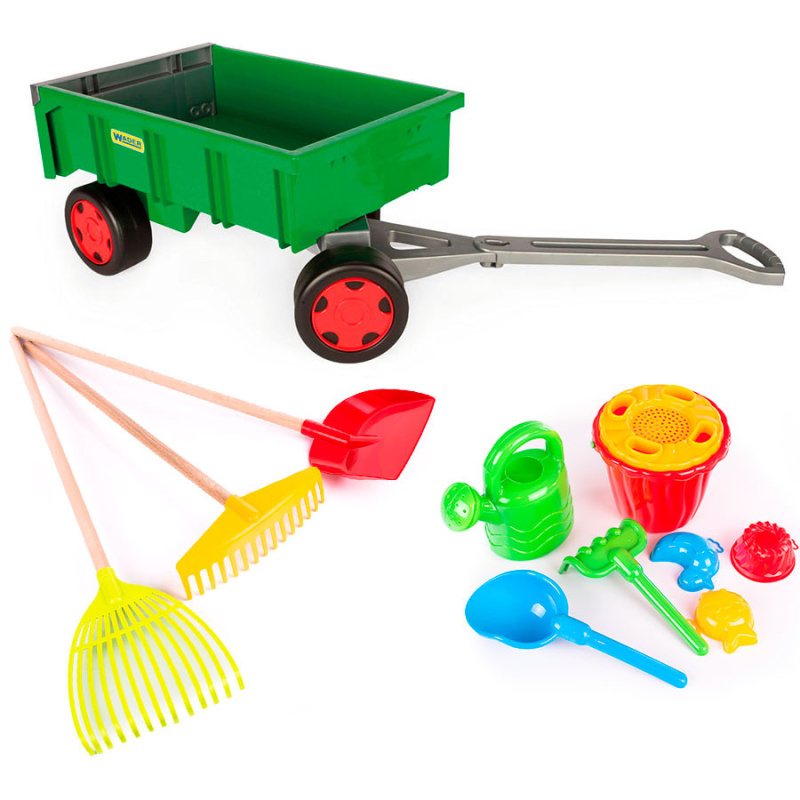 Zestaw ogrodniczy narzędzia i wózek dla dziecka